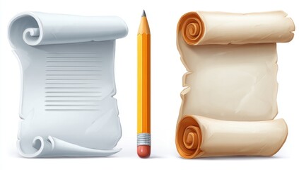 Scrolls and Pencil - Writing and History Concepts.
