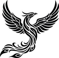 Obraz premium Tribal phoenix rising vector illustration