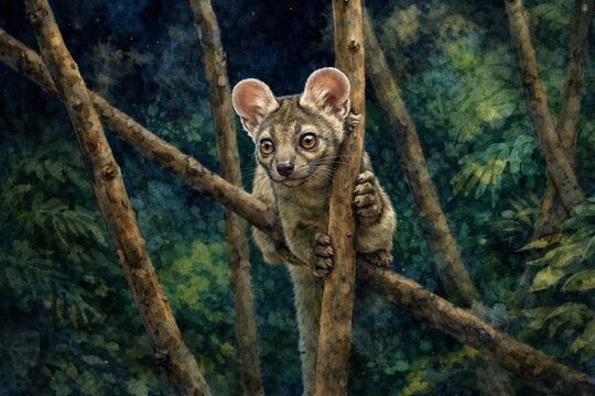 a young fossa at night