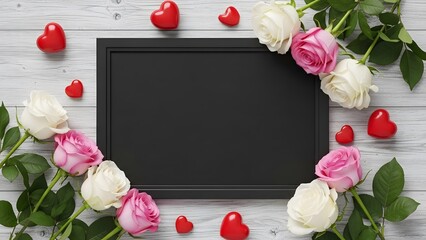 Valentine's day romantic background with roses and hearts for love and affection