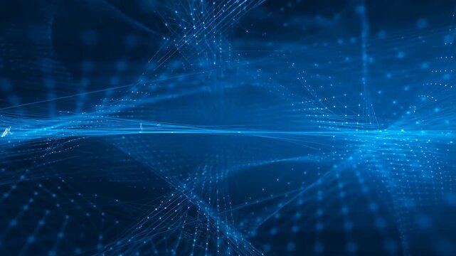 Abstract blue digital background with glowing lines and dots. Represents technology, data visualization, and connectivity in the digital age