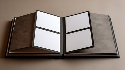 Brown leather album with blank white pages blank pages book