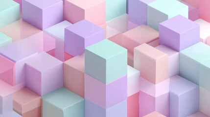Obraz premium Abstract Pastel 3D Cubes Background with Soft Geometric Shapes, Minimal Modern Design for Creative and Business Concepts