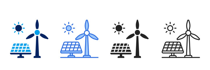 Renewable  Icon Set Different Style Collection. 