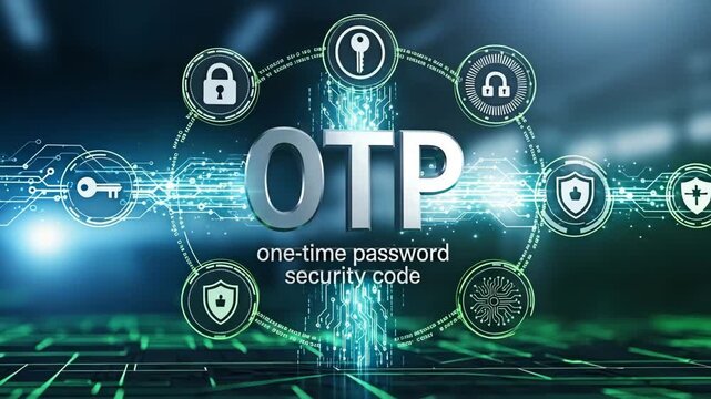 OTP one-time password security code for the concept of Cybersecurity.