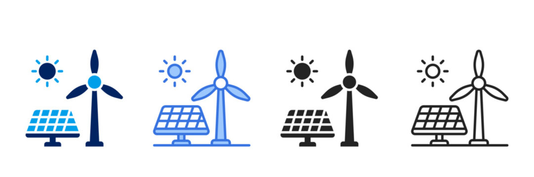 Renewable  Icon Set Different Style Collection. 