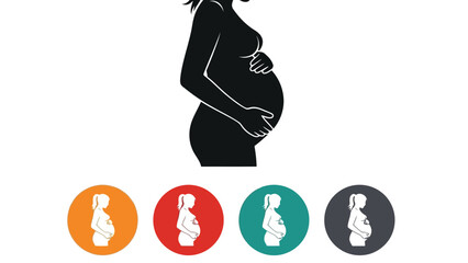 Pregnant woman silhouettes in various colors and styles