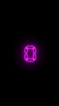 vertical video 5 to 0  countdown number pink glow animation 4k 60 fps 