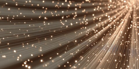 Abstract sparkling gold light rays flowing in dark space for luxury textures.

