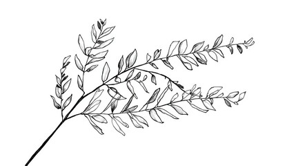 Ranting pakis halus dengan daun-daun rumit di latar belakang putih © Efrydo Sihotang