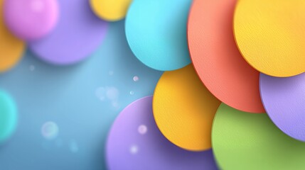 Colorful abstract overlapping paper circles with soft shadows in pastel tones.

