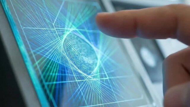 AI driven process efficiency concept. Interactive touch screen technology in use.