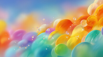 Colorful vibrant bubbles and spheres background with rainbow gradient for cheerful concepts.

