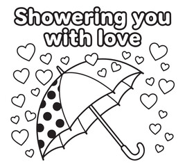 coloring book for Adult. Design for wedding invitations and Valentine's Day of abstract flowers, hearts, envelope, arrow, heart, bird, kiss, butterfly