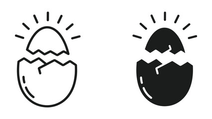 Cracked easter egg icon set in simple style