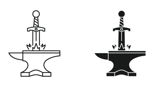 Sword being sharpened on anvil