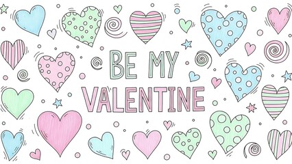 Happy Valentine&rsquo;s Day Background with Romantic Symbols and Red Heart Design