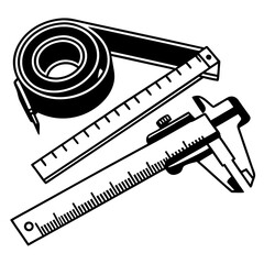  Measuring tools set tape measure ruler caliper line art illustration 