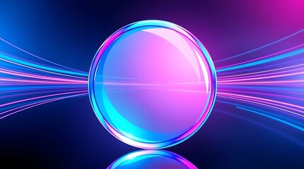 Abstract 3d background wallpaper with glass holographic transparent circle ring pattern. Crystal circular lines with rainbow light gradient, render digital graphic design tech banner