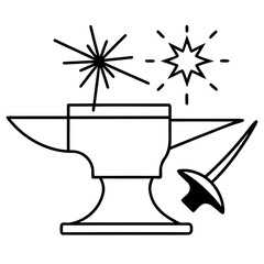 Metalworking tools illustration with sparks illustration