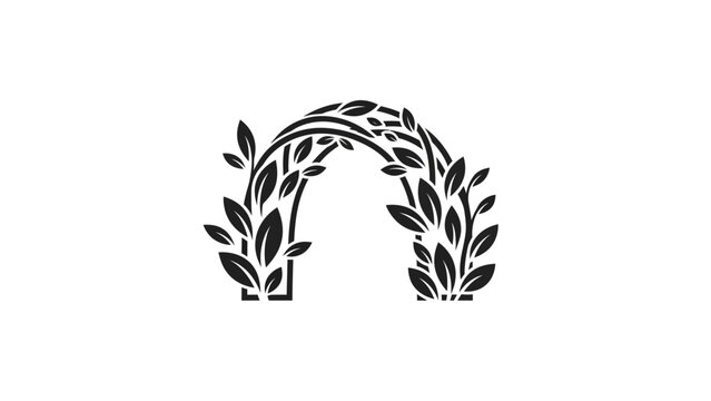 Elegant Archway Adorned with Lush Foliage in Minimalist Style.
