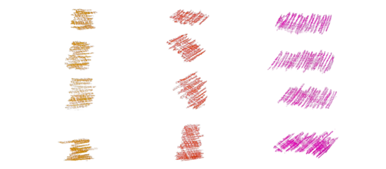 Colorful crayon strokes drawn manually on paper. Raster photo artwork featuring playful textures, perfect for abstract backgrounds, highlights, and creative education designs.