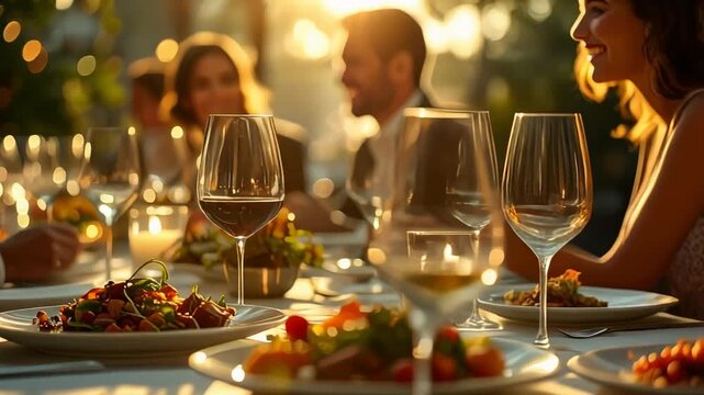 上品なレストランで交わされる会話と料理の時間