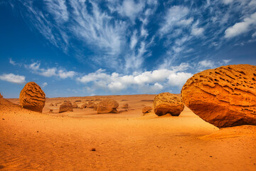 Detail of desert rock formations in Wadi Hitan, Egyp © Martin M303