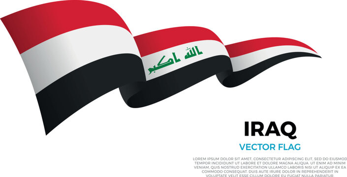 Flag of Iraq. Iraqi and Persian Culture. Shining flag with realistic shadows waving in three layers. The elegant curves and realistic shading create a sense of motion