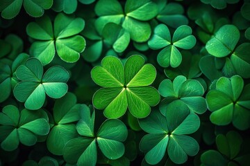 A vibrant close-up of lush green clover leaves, showcasing their unique shapes and rich textures, evoking a sense of nature's beauty.