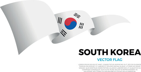 Flag of South Korea. South Korean and Asian Culture. Shining flag with realistic shadows waving in three layers. The elegant curves and realistic shading create a sense of motion