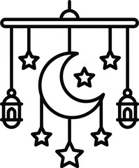 Ramadan hanging mobile with moon and stars for nursery vector
