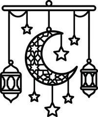 Ramadan hanging mobile with moon and stars for nursery vector