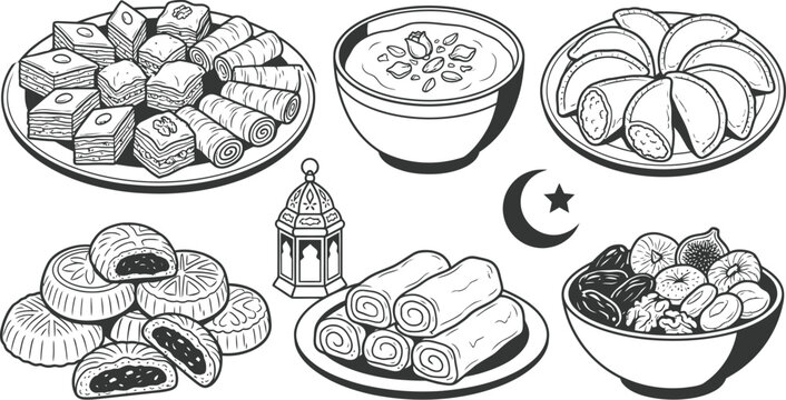 Middle Eastern desserts collection for Ramadan Iftar celebration