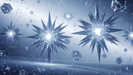 Crystalline Symphony: A digital rendering of icy stars floating in a cosmic scene