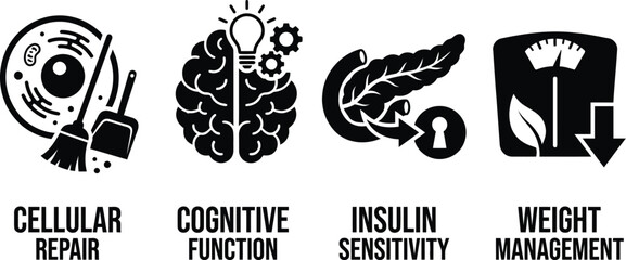 Fasting benefits infographic elements vector set for healthy lifestyle