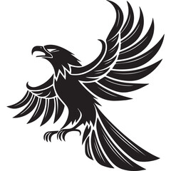 Obraz premium Majestic Black Eagle Silhouette in Tribal Tattoo Style