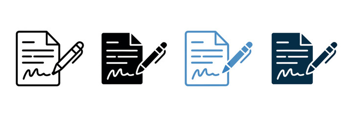 Document Signature Icon Symbols for Contract and Legal Paper © Well Done