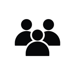 Simple black icon depicting a group of three people together © Esrat