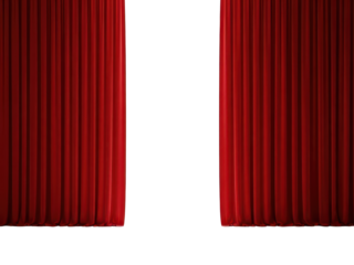 Theater red curtains backdrop for presentation and performance, isolated background