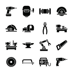 Industrial Tools Icon Set &ndash; Construction Workshop Machinery Vector Collection