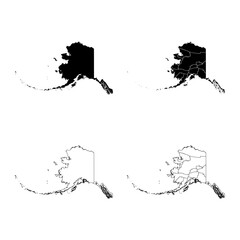 Alaska State Outline and Solid Fill Map Set.