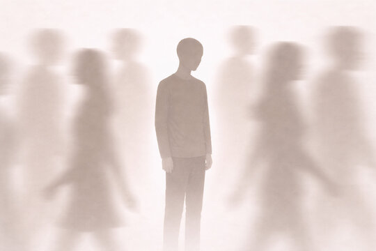 Loneliness in a crowded world concept image 