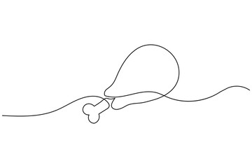 Obraz premium Minimalist one line art drawing of a fried chicken drumstick on white
