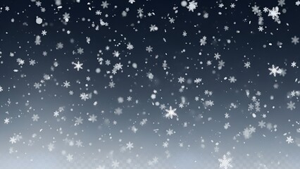 Fototapeta premium Falling snowflakes creating a magical winter atmosphere with a gradient background of blue and white
