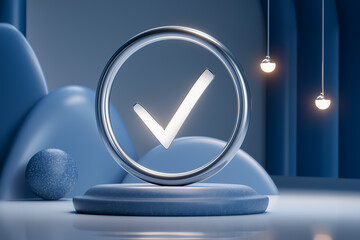 透明感のあるチェックマーク｜認証・承認フローのコピースペース