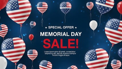 Memorial day sale event with patriotic balloons