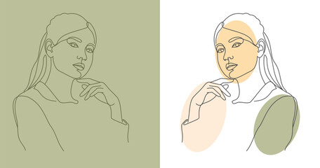 Illustration of a woman's silhouette portrait in lineart style