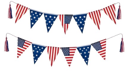Obraz premium American patriotic pennant banners for independence day decorations