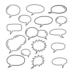 Obraz premium Collection of empty speech bubbles and thought bubbles in black and white
